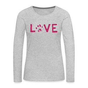 Love Pawprint Contoured Premium Long Sleeve T-Shirt - heather gray