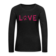Load image into Gallery viewer, Love Pawprint Contoured Premium Long Sleeve T-Shirt - charcoal grey
