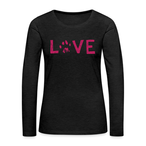 Love Pawprint Contoured Premium Long Sleeve T-Shirt - charcoal grey