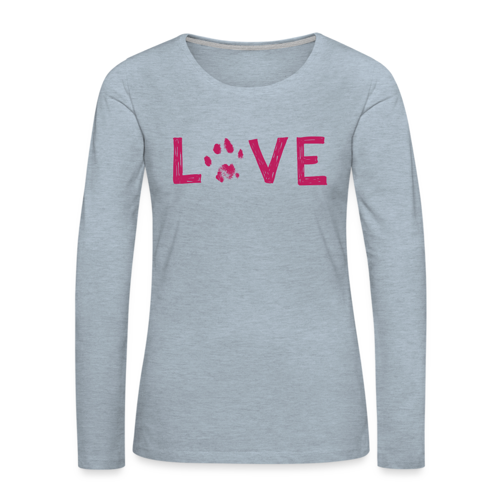 
                  
                    Love Pawprint Contoured Premium Long Sleeve T-Shirt - heather ice blue
                  
                