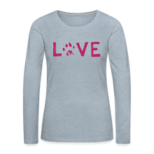 Load image into Gallery viewer, Love Pawprint Contoured Premium Long Sleeve T-Shirt - heather ice blue