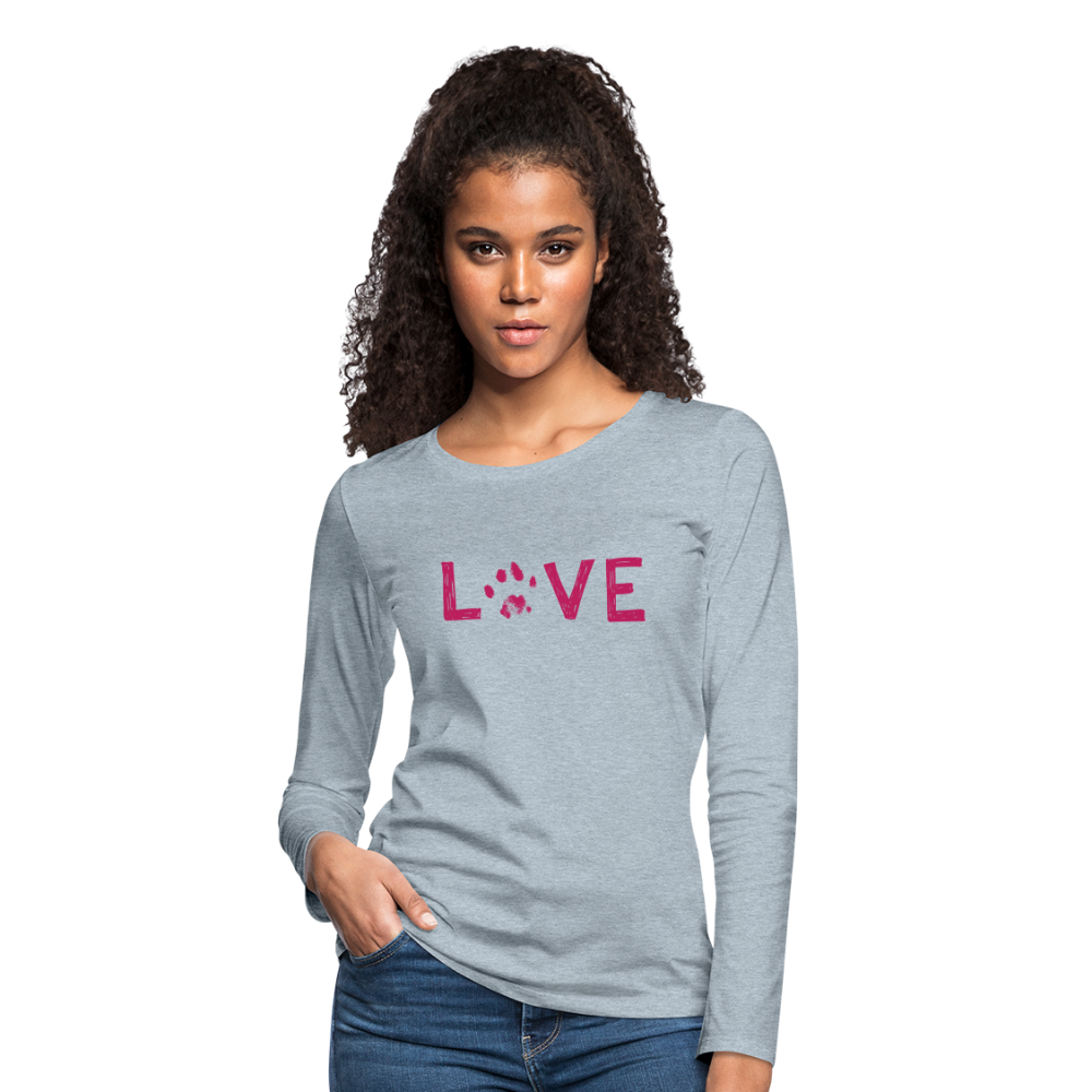 
                  
                    Love Pawprint Contoured Premium Long Sleeve T-Shirt - heather ice blue
                  
                