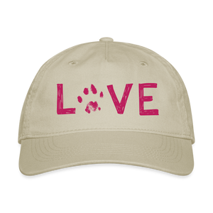 Love Pawprint Organic Baseball Cap - khaki