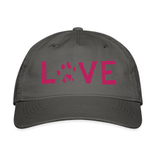 Load image into Gallery viewer, Love Pawprint Organic Baseball Cap - charcoal