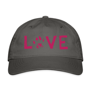 Love Pawprint Organic Baseball Cap - charcoal