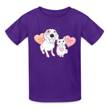 Load image into Gallery viewer, Valentine Hearts Gildan Ultra Cotton Youth T-Shirt - purple
