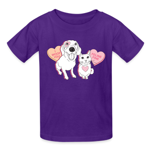 Valentine Hearts Gildan Ultra Cotton Youth T-Shirt - purple