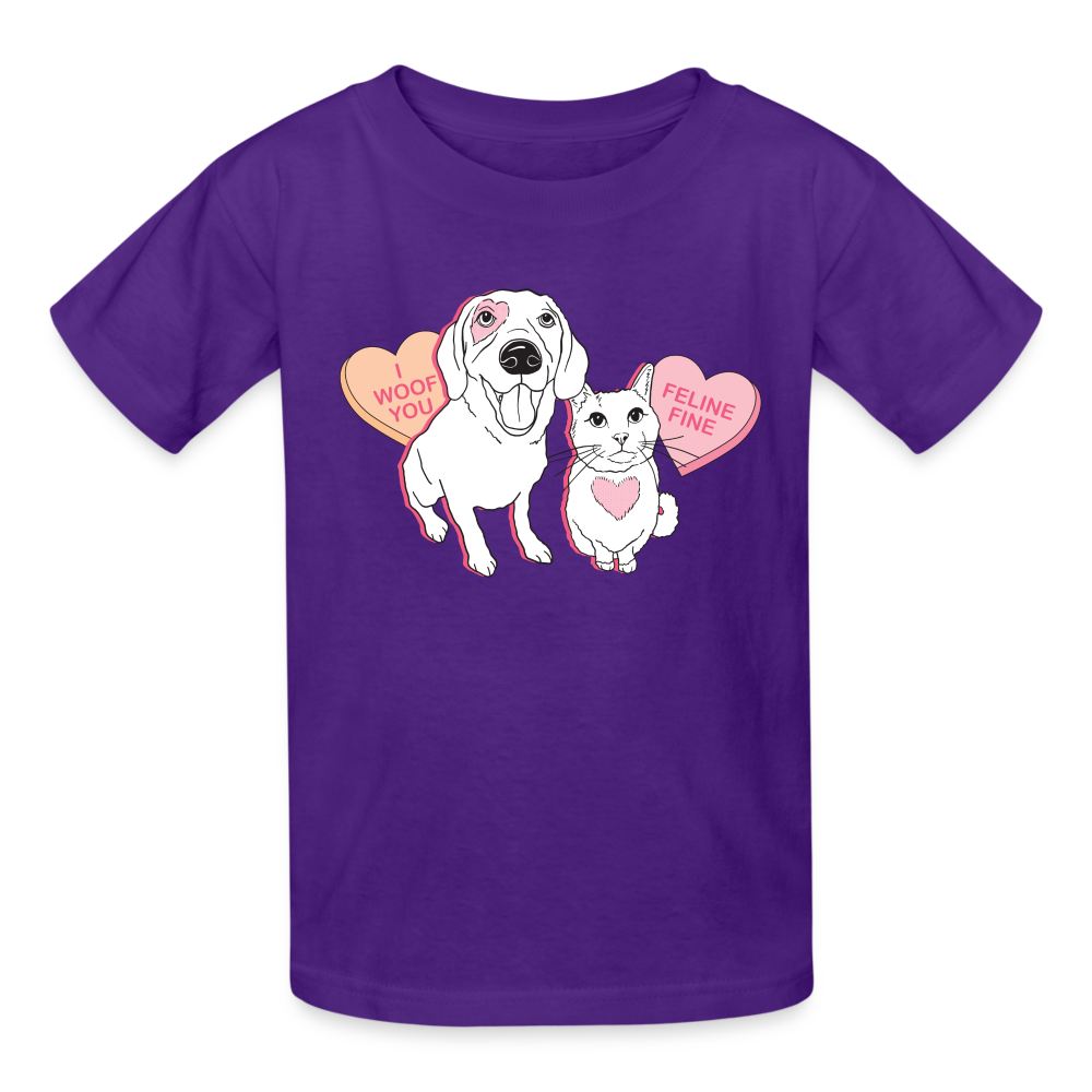 Valentine Hearts Gildan Ultra Cotton Youth T-Shirt - purple