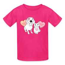 Load image into Gallery viewer, Valentine Hearts Gildan Ultra Cotton Youth T-Shirt - fuchsia