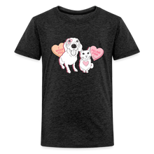 Load image into Gallery viewer, Valentine Hearts Kids&#39; Premium T-Shirt - charcoal grey