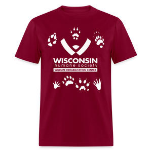 Wildlife Pawprints Classic T-Shirt - burgundy